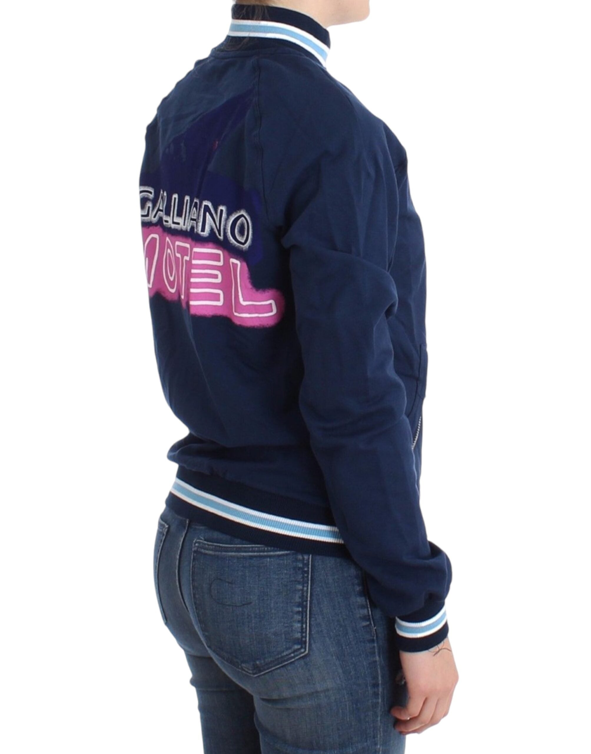 Blauwe katoenen cardigan met rits