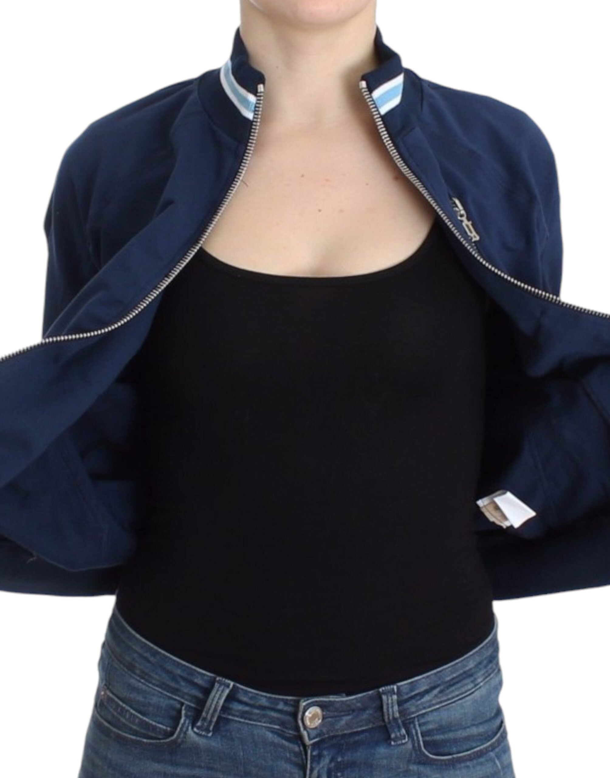 Blauwe katoenen cardigan met rits