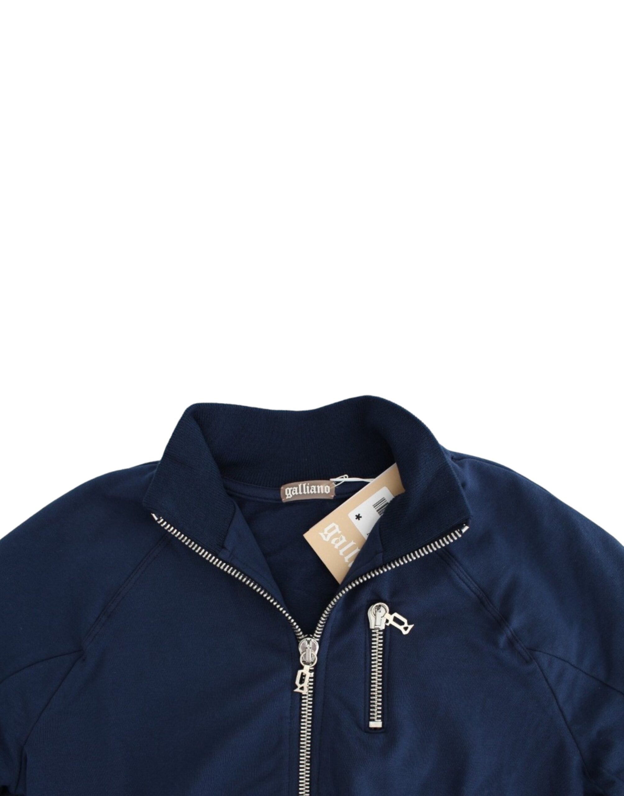 Blauwe katoenen cardigan met rits