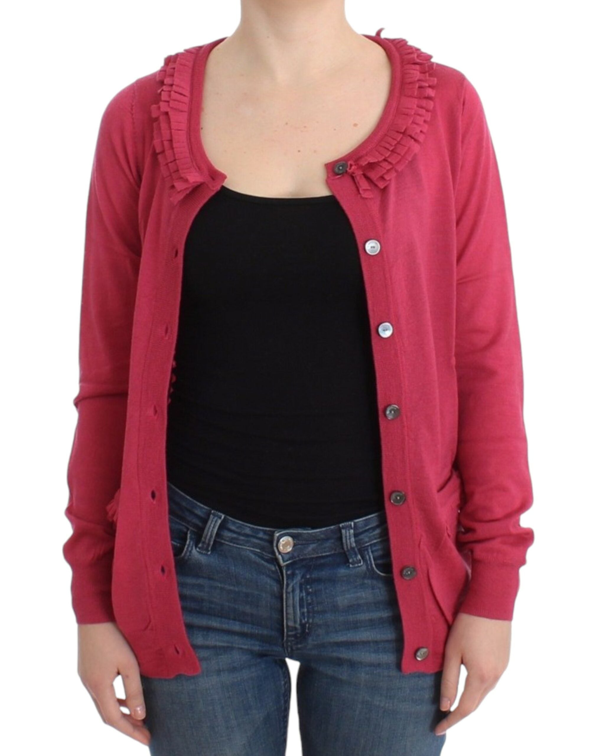 Roze wollen vest