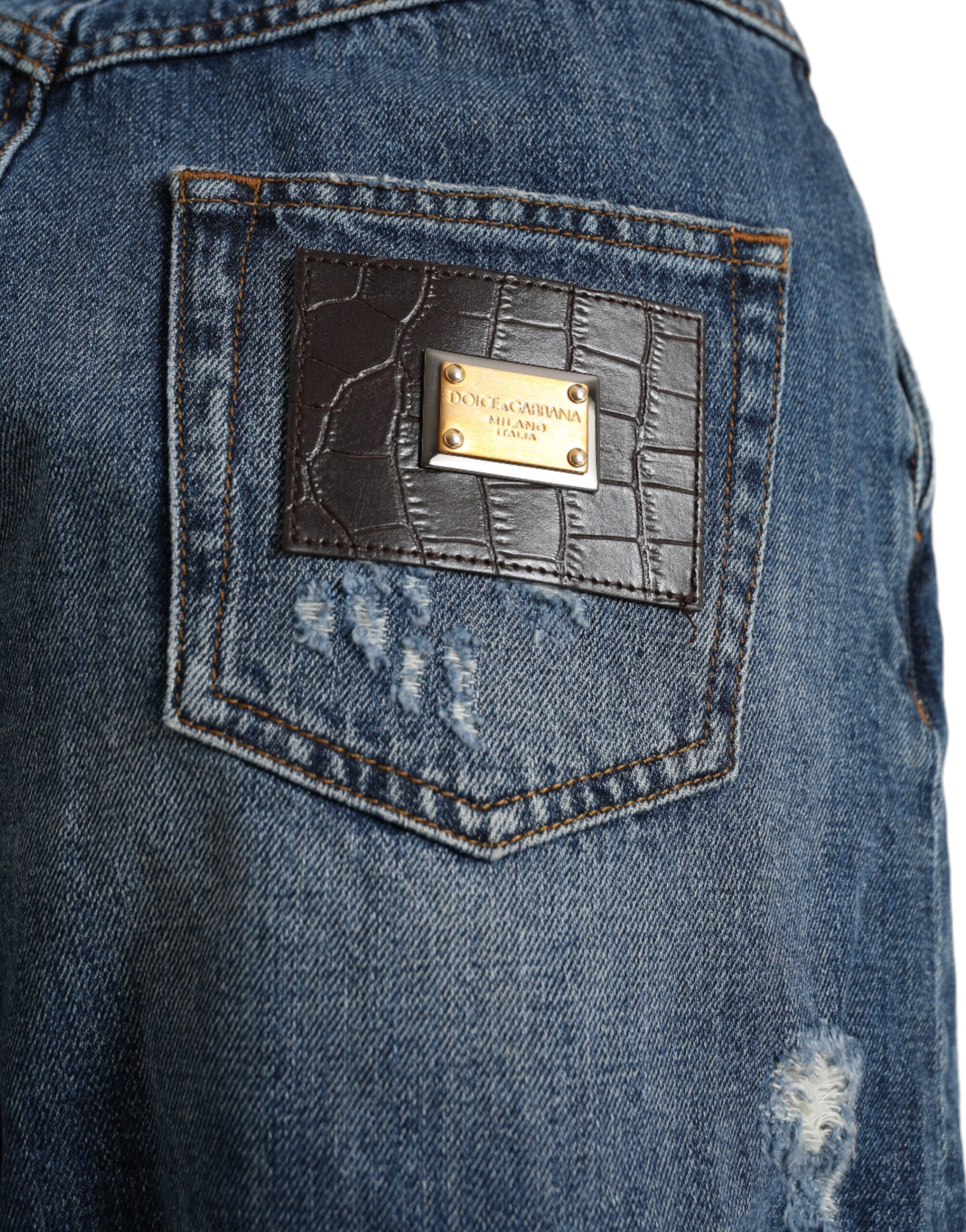 Blauwe katoenen hoge taille denim hotpants shorts