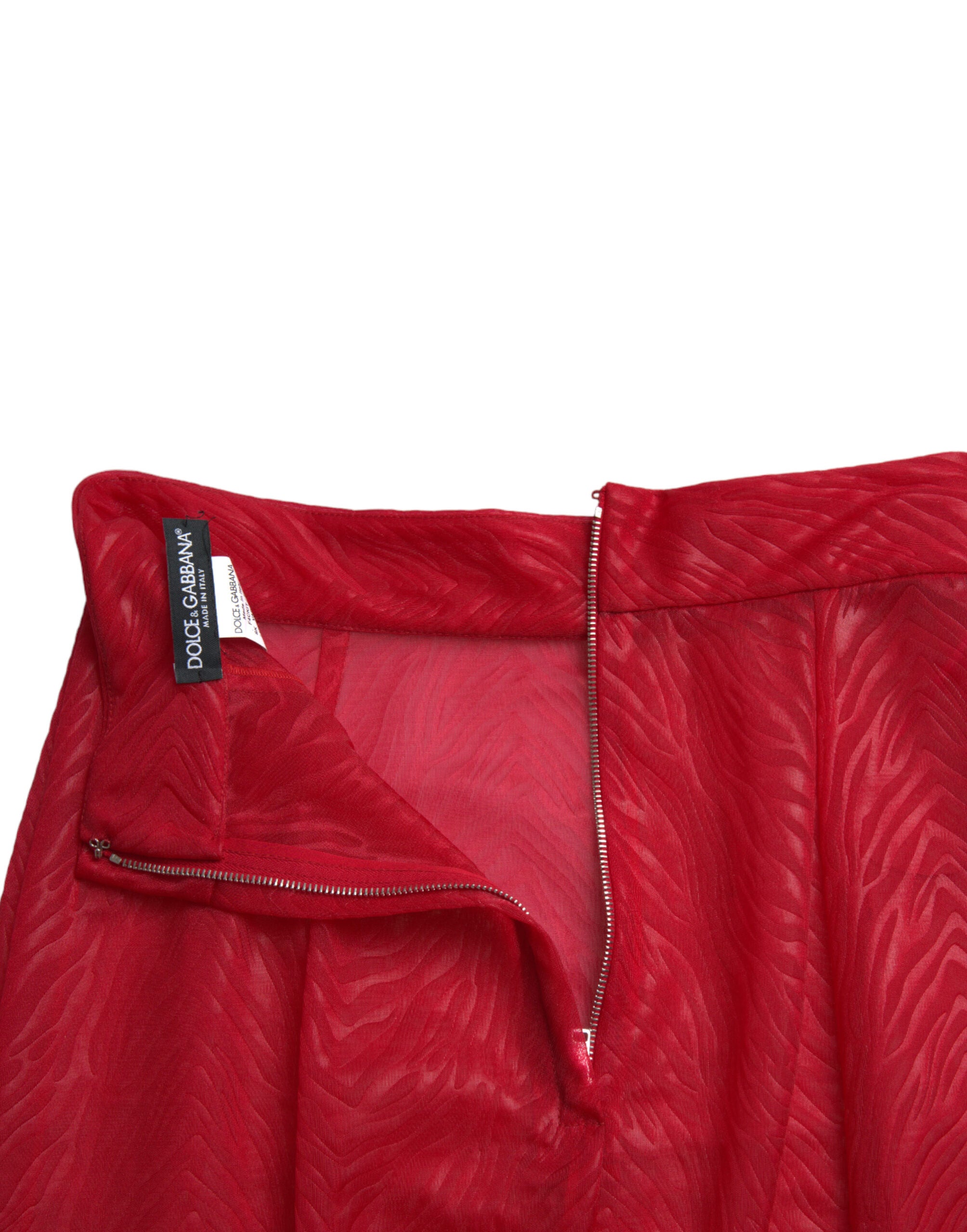 Rode doorschijnende midi-rok met hoge taille en kokerrok