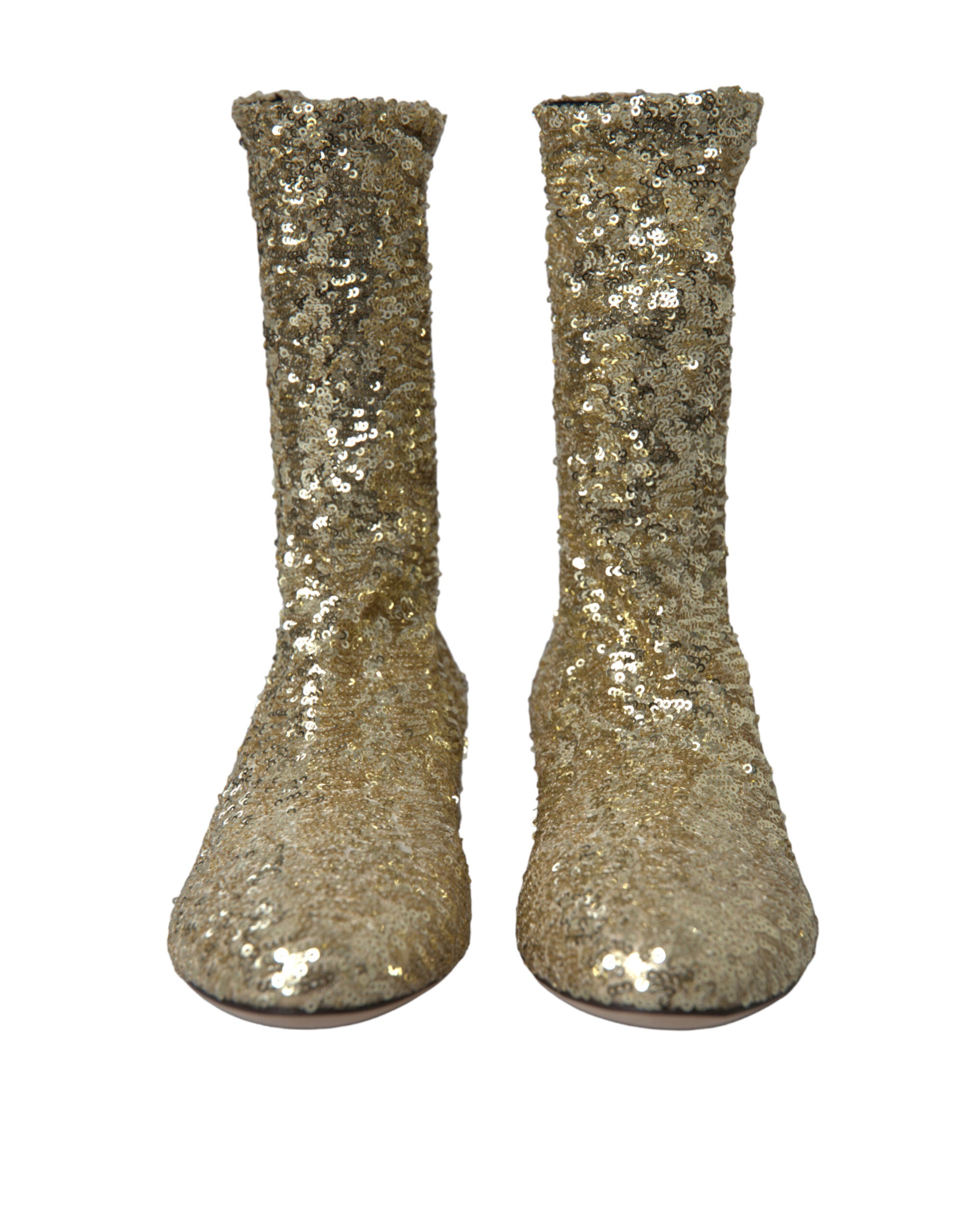 Gouden pailletten korte laarzen stretch schoenen