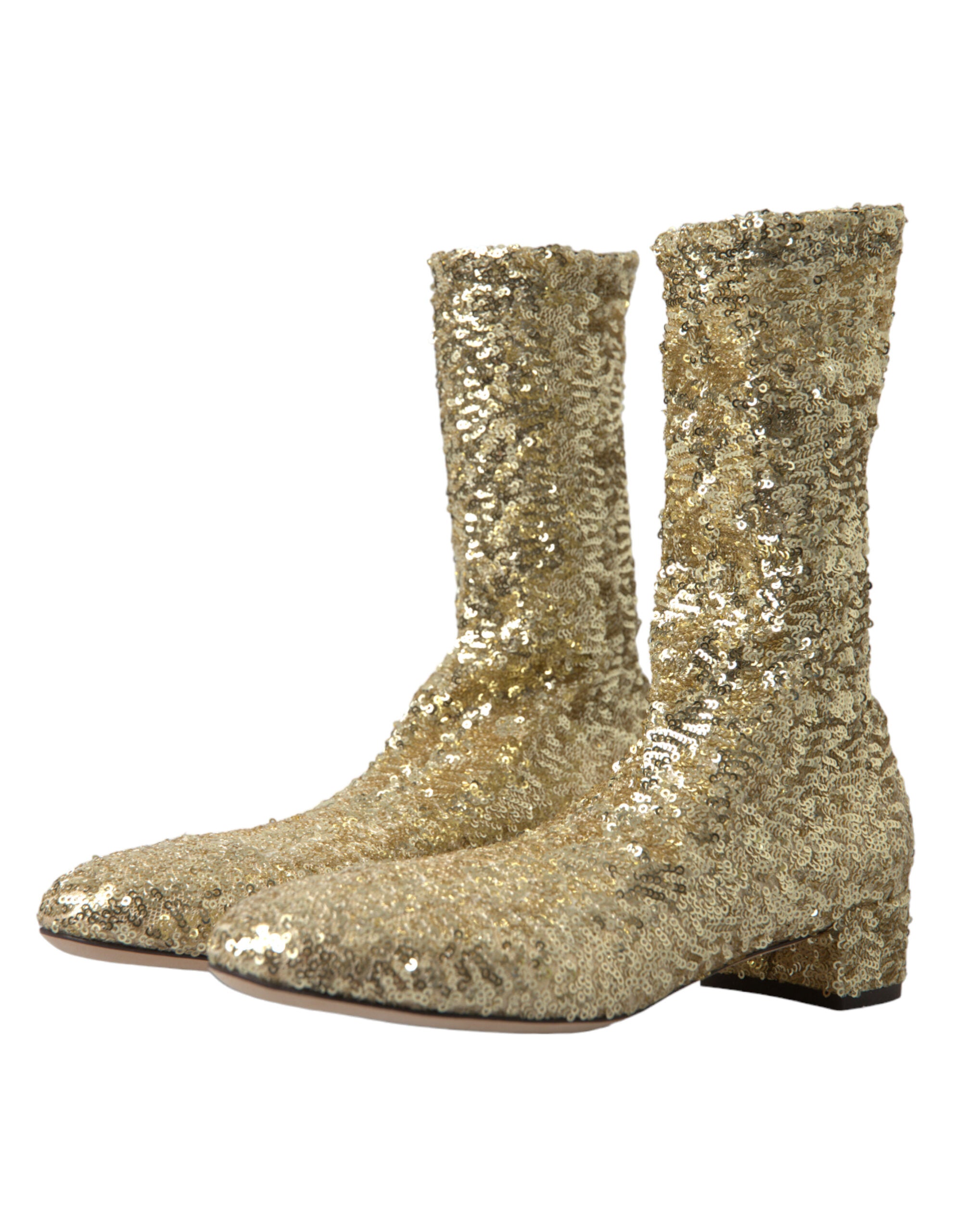 Gouden pailletten korte laarzen stretch schoenen