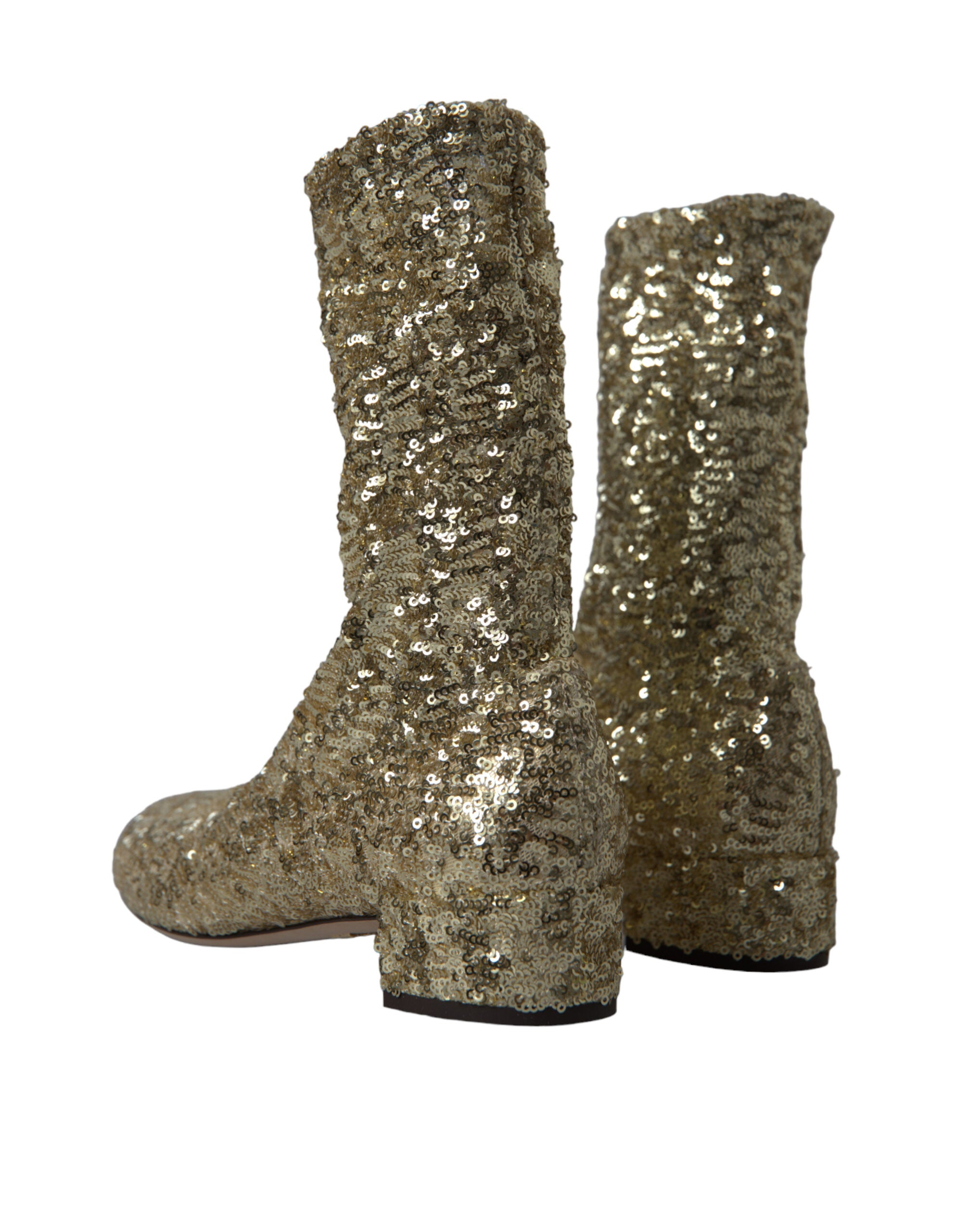 Gouden pailletten korte laarzen stretch schoenen