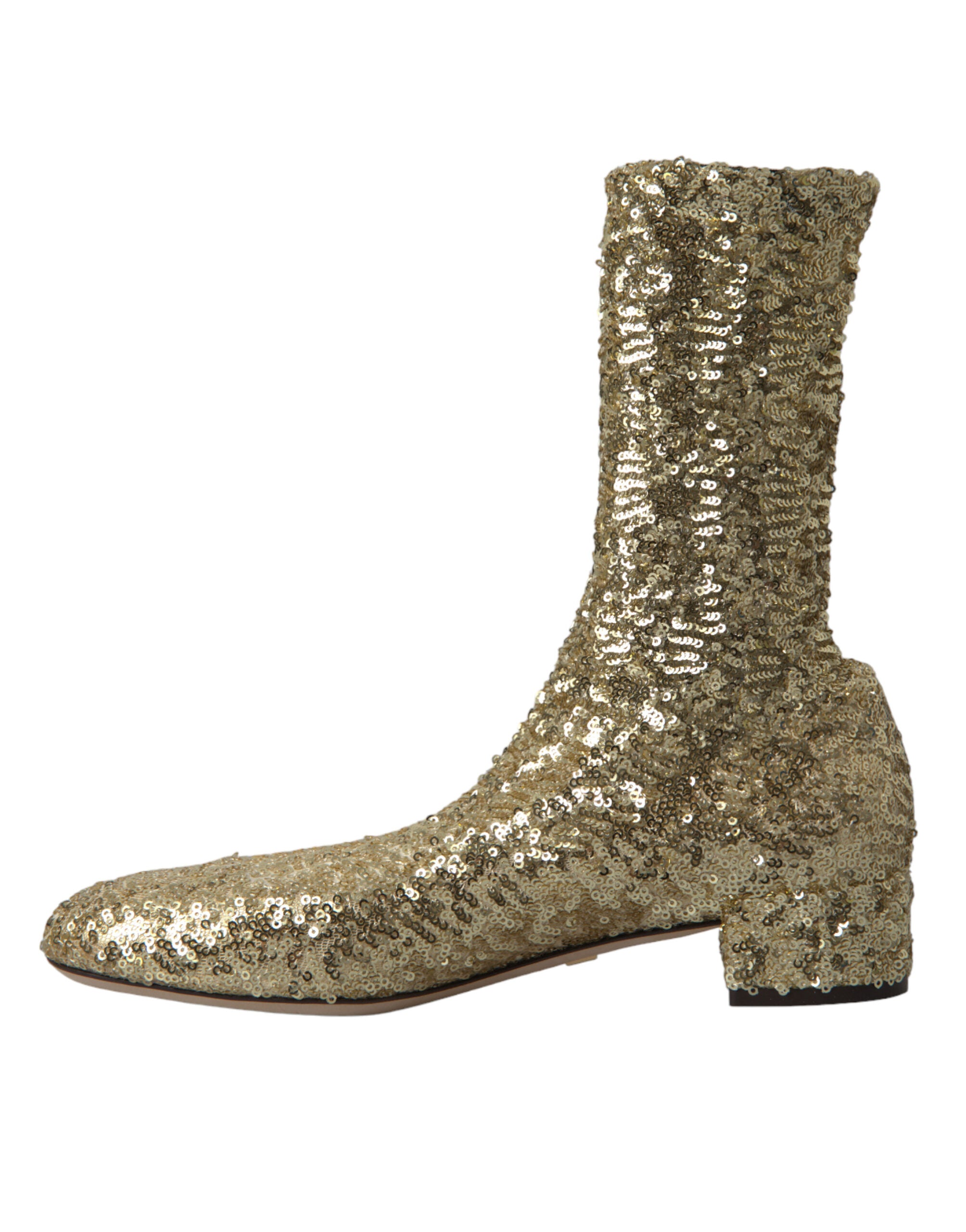 Gouden pailletten korte laarzen stretch schoenen