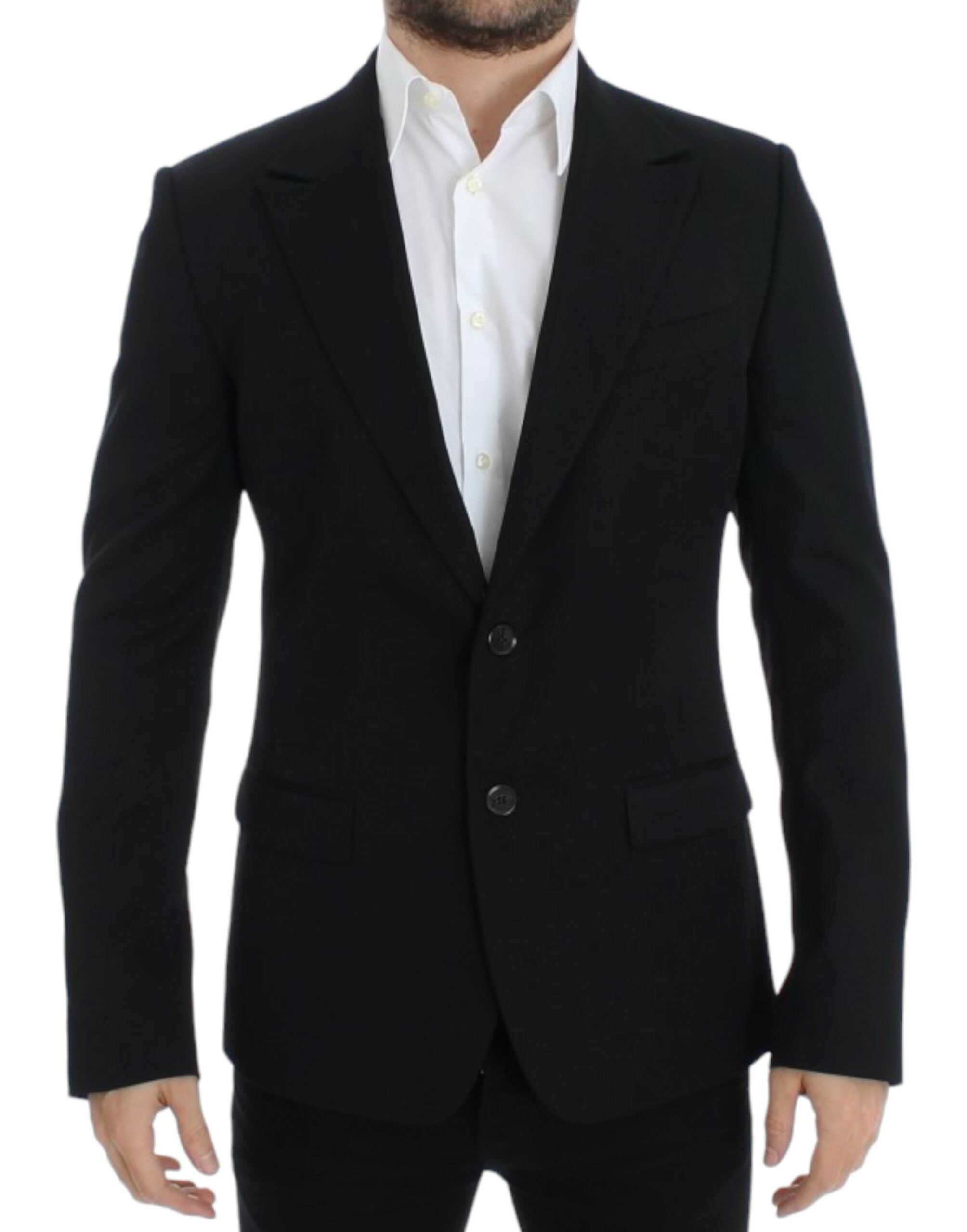Zwarte wollen slim fit blazer