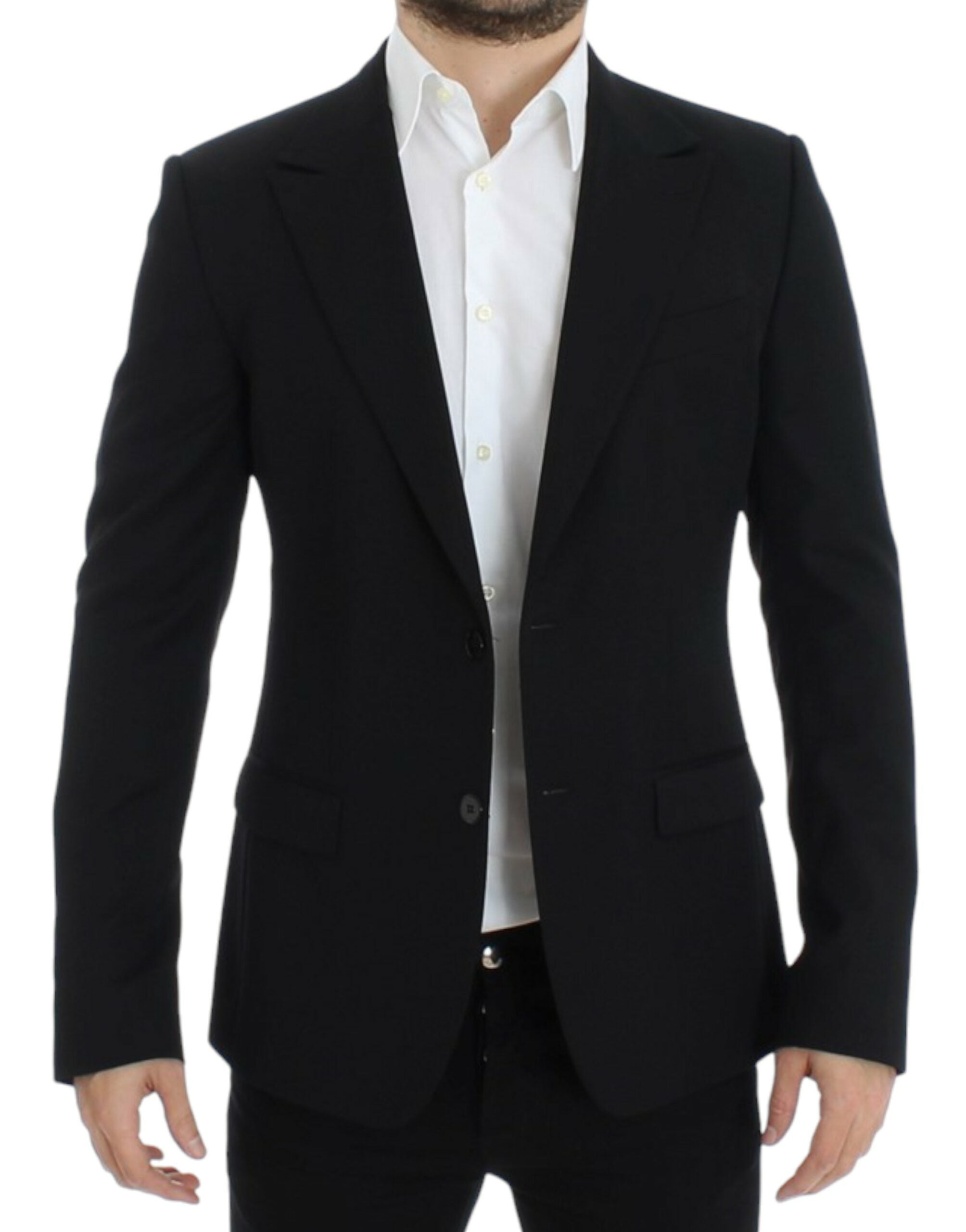 Zwarte wollen slim fit blazer