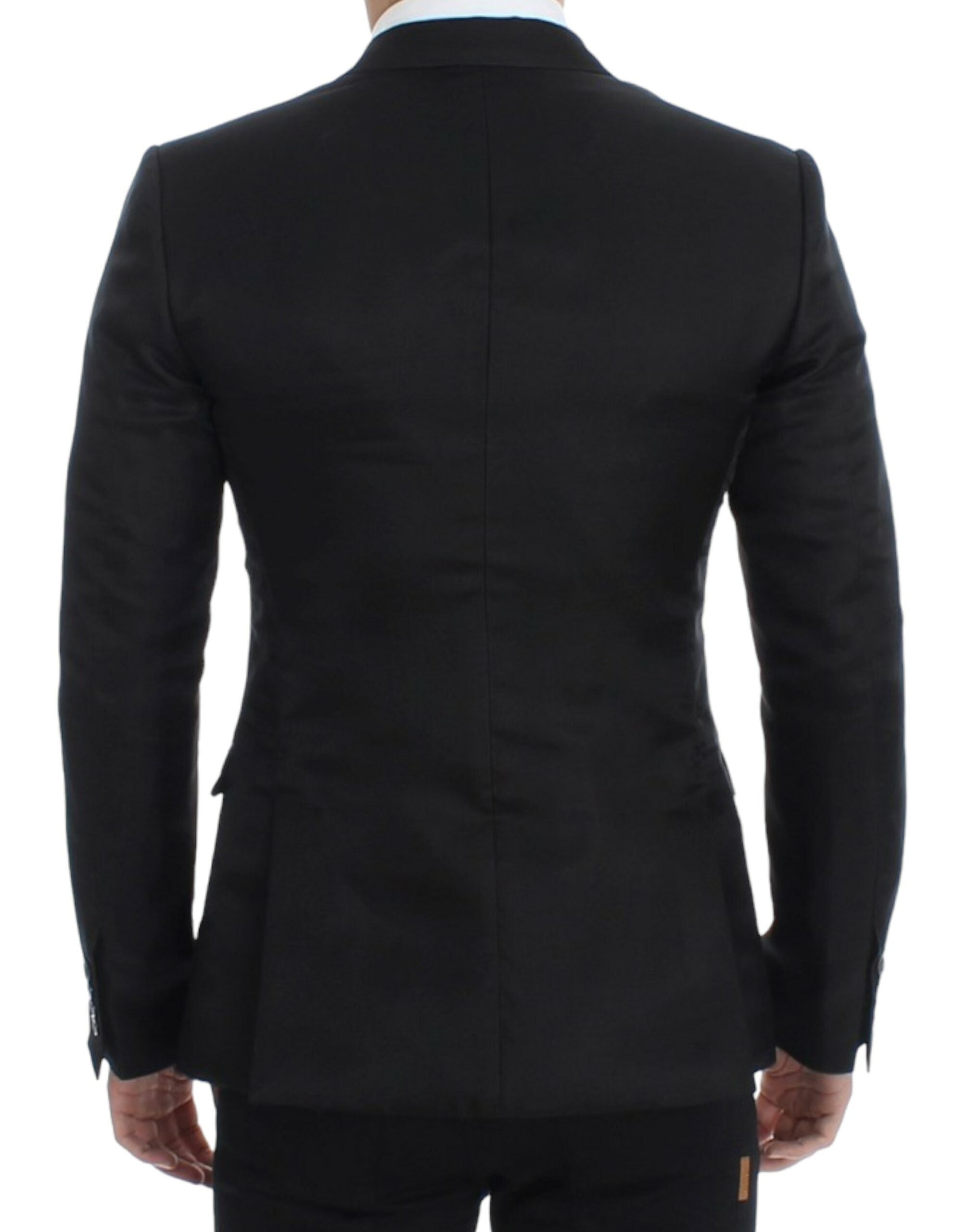 Zwarte zijden slim fit blazer