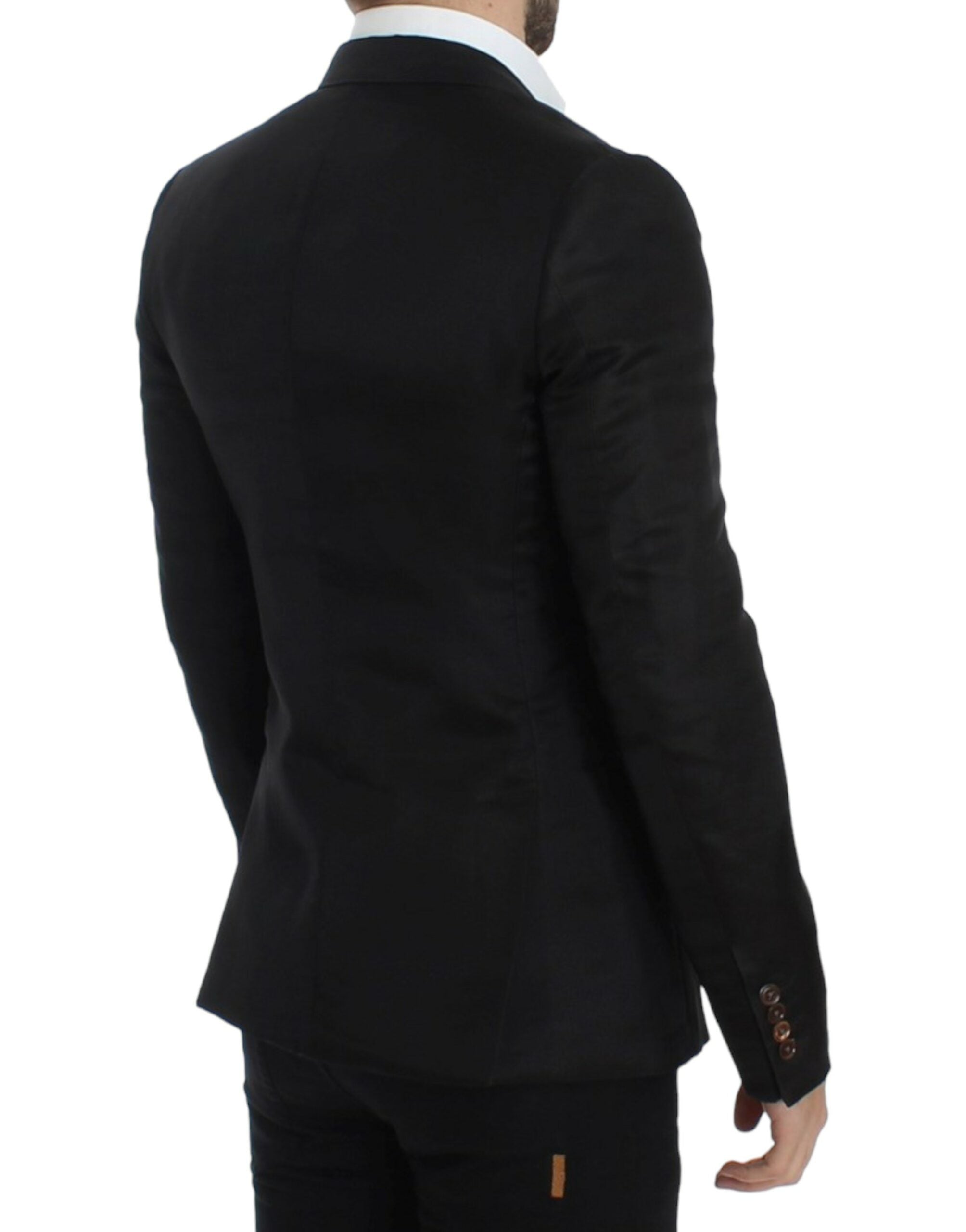 Zwarte zijden slim fit blazer