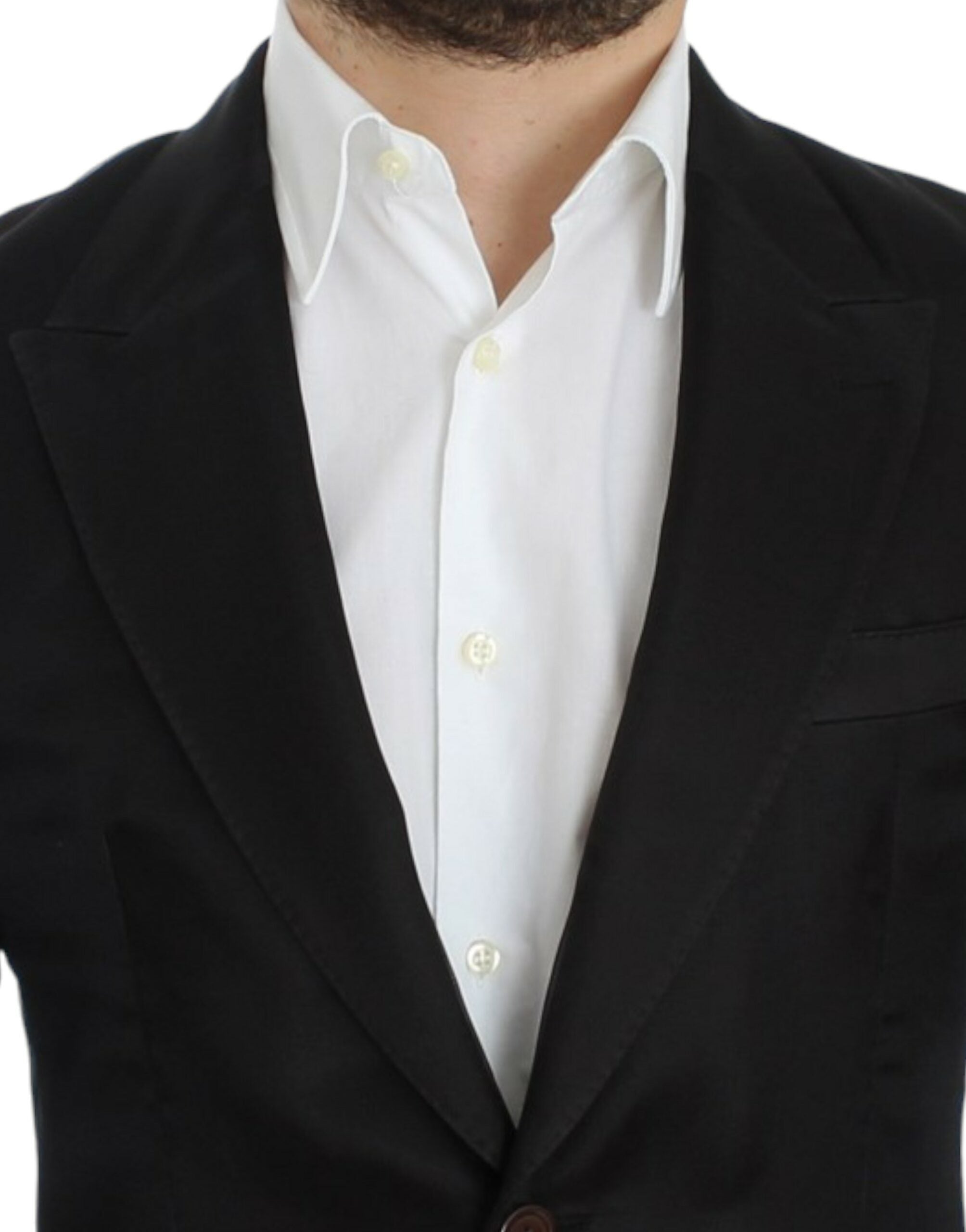 Zwarte zijden slim fit blazer