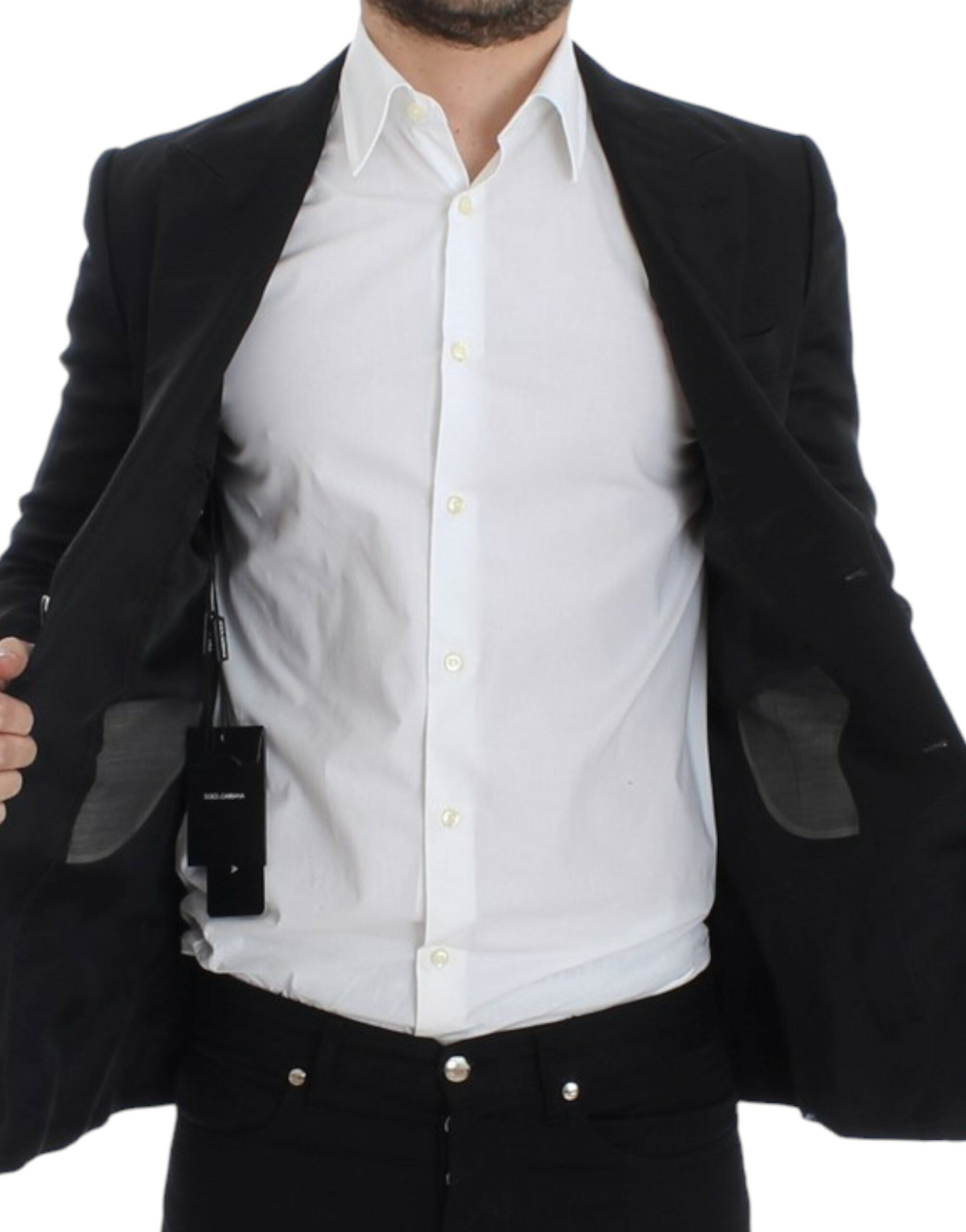 Zwarte zijden slim fit blazer