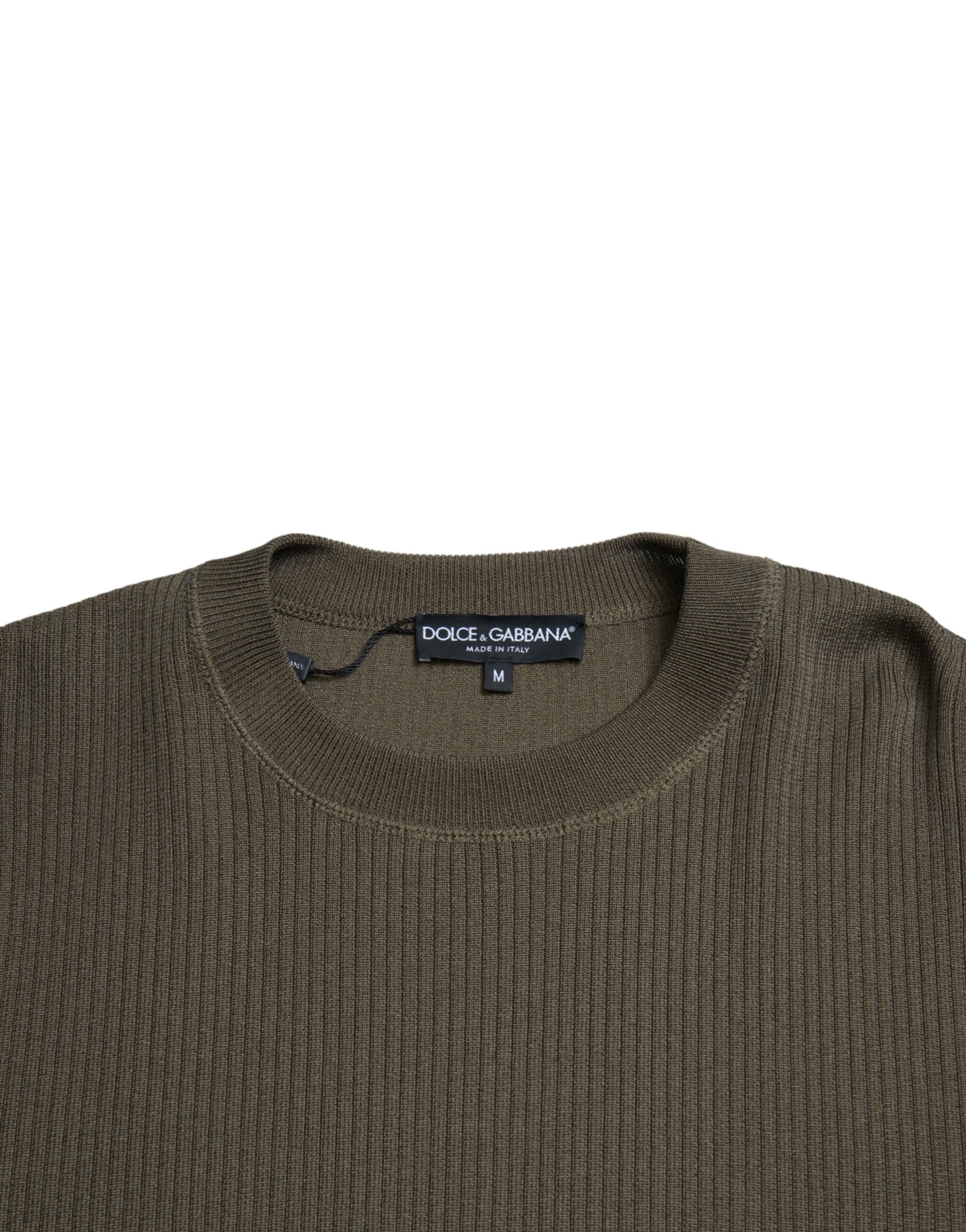 Groene viscose ronde hals heren pullover trui