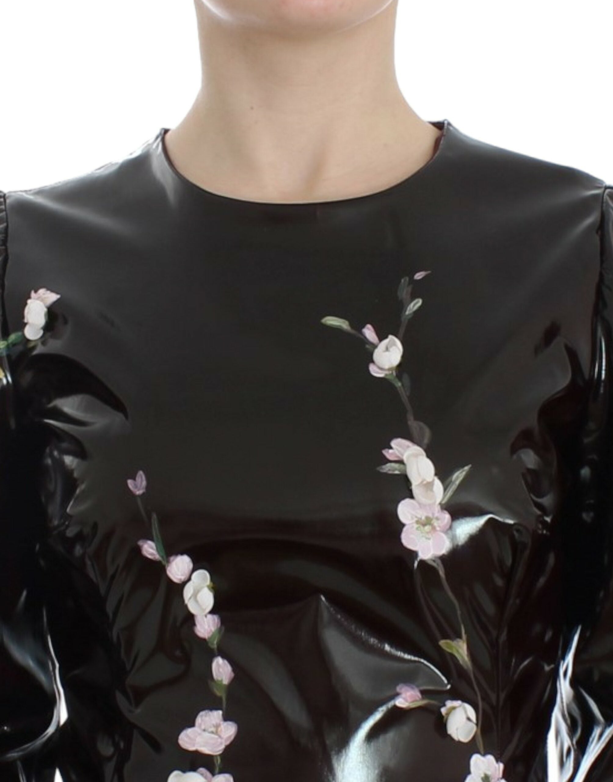 Zwarte bloemenjurk met 3/4 mouwen