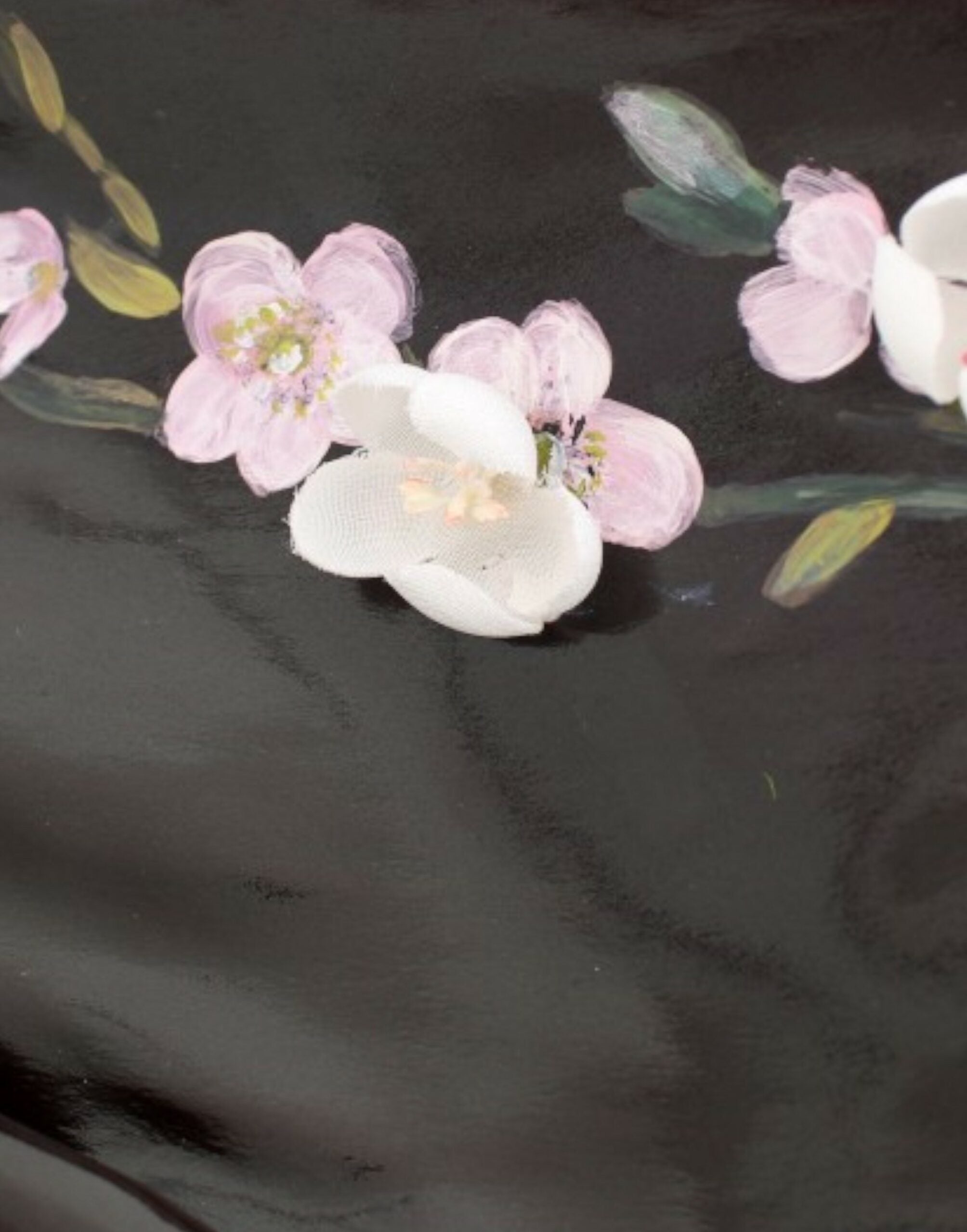Zwarte bloemenjurk met 3/4 mouwen