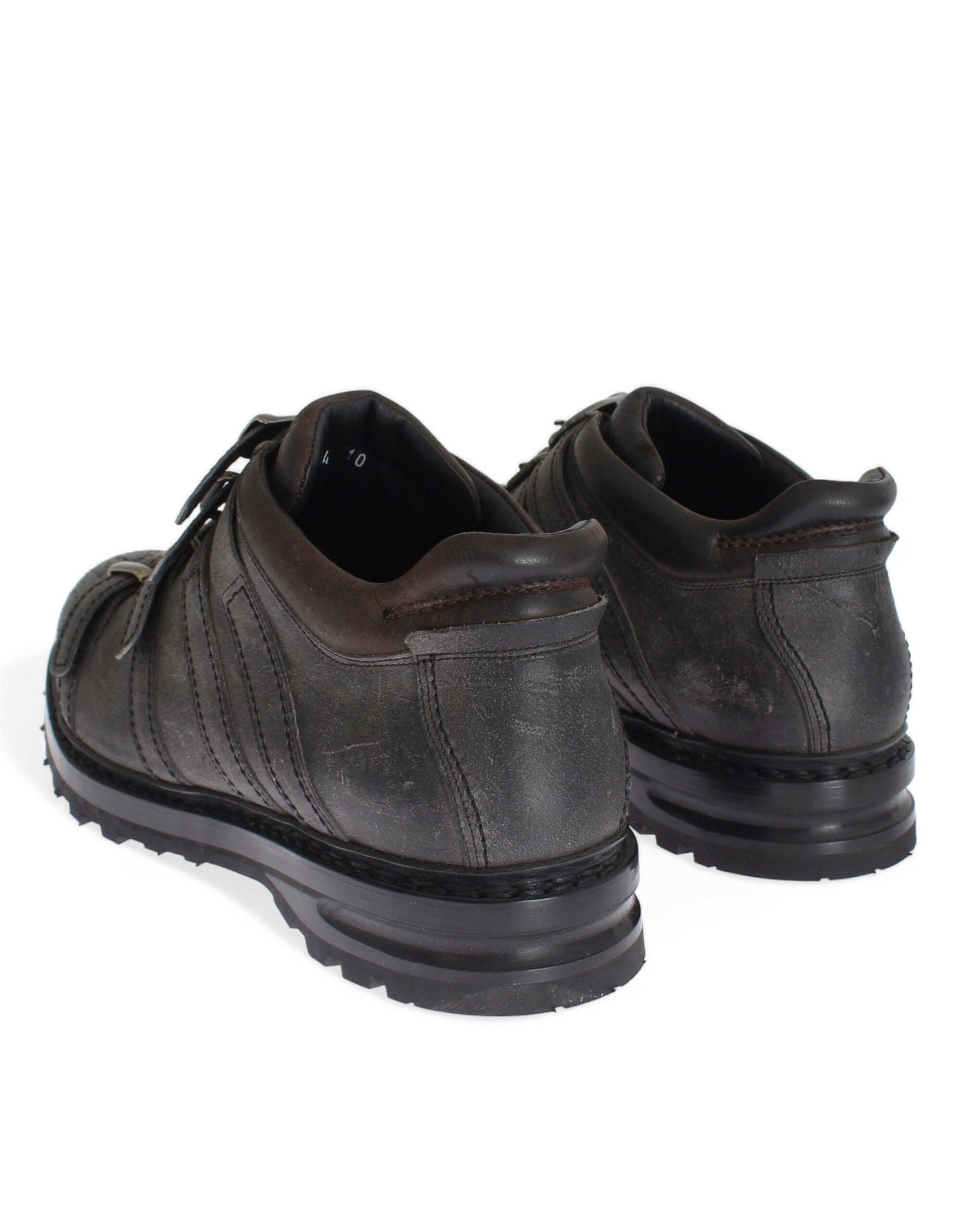 Grijze leren enkelbandschoenen