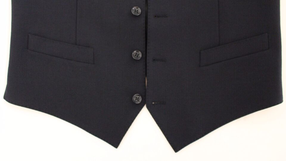 Blauwe wollen formele gilet
