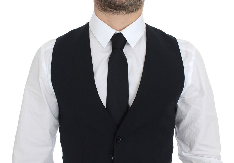Blauwe wollen formele gilet