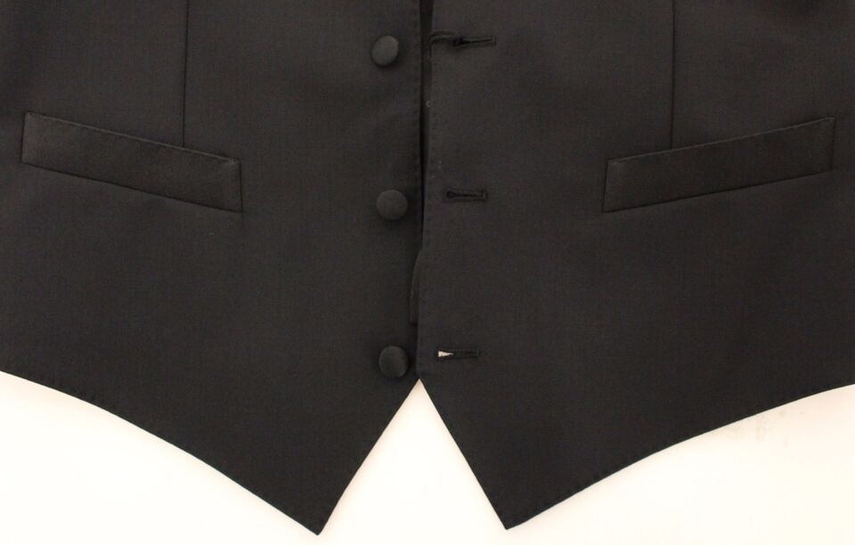 Zwarte wollen zijden stretch jurk vest blazer