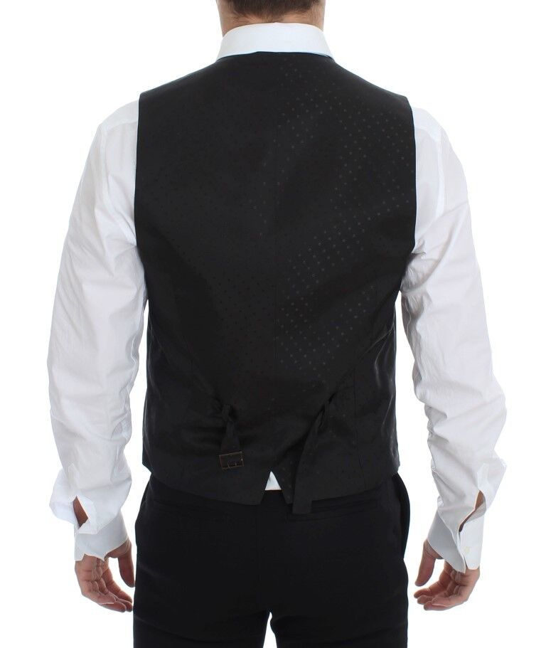 Zwarte wollen zijden stretch jurk vest blazer