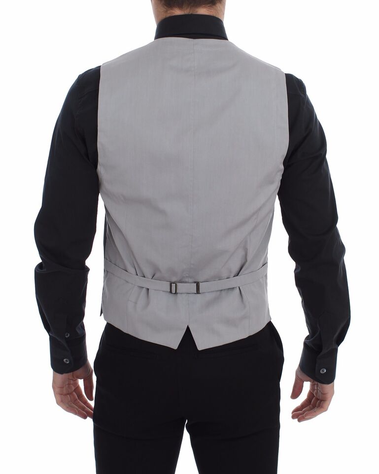 Grijs katoenen slim fit vest met knoopsluiting