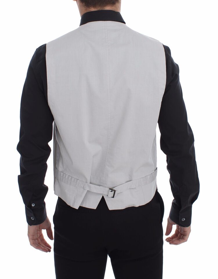 Beige katoenen zijden mix jurk vest blazer
