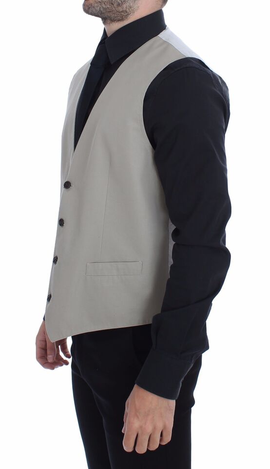 Beige katoenen zijden mix jurk vest blazer