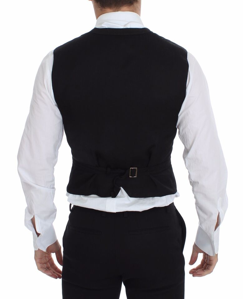 Zwarte linnen katoenen vestblazer