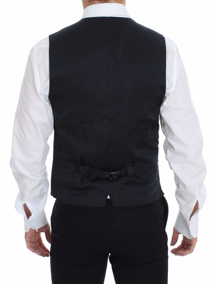 Blauwe katoenen stretch jurk vest blazer
