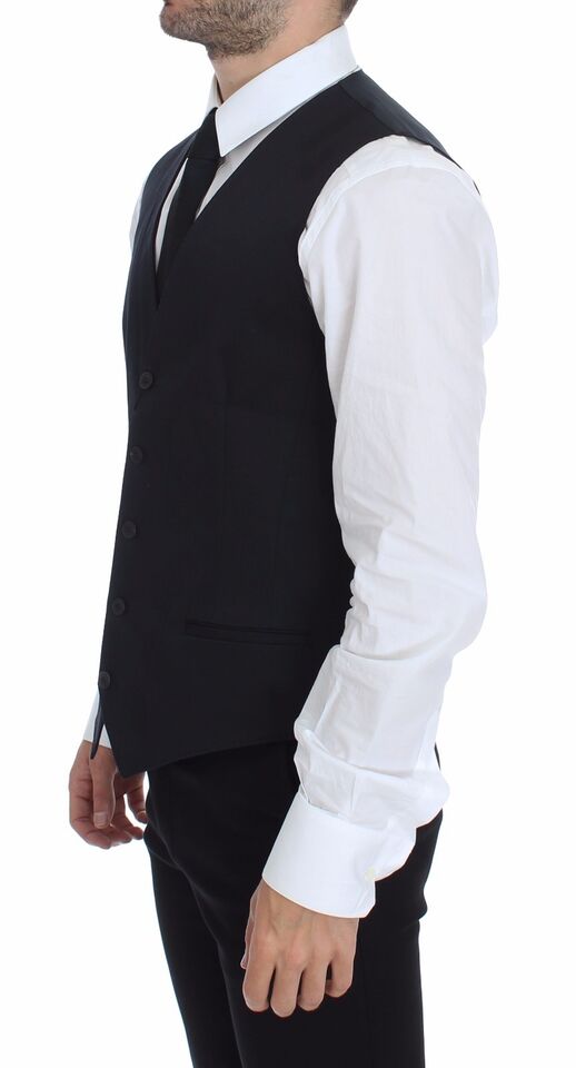 Blauwe katoenen stretch jurk vest blazer