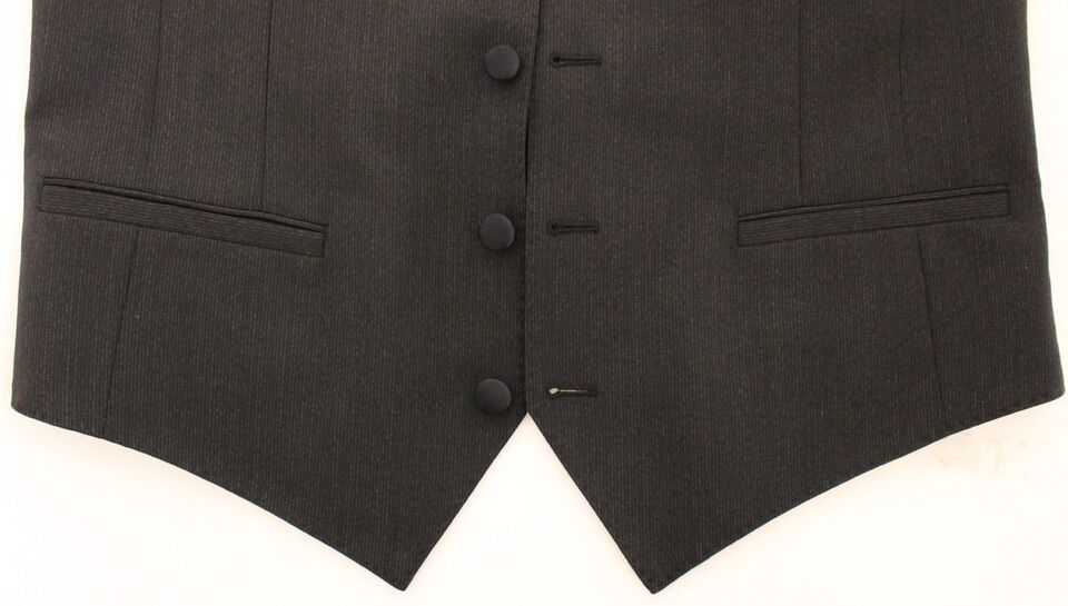 Grijze wollen stretch jurk vest blazer