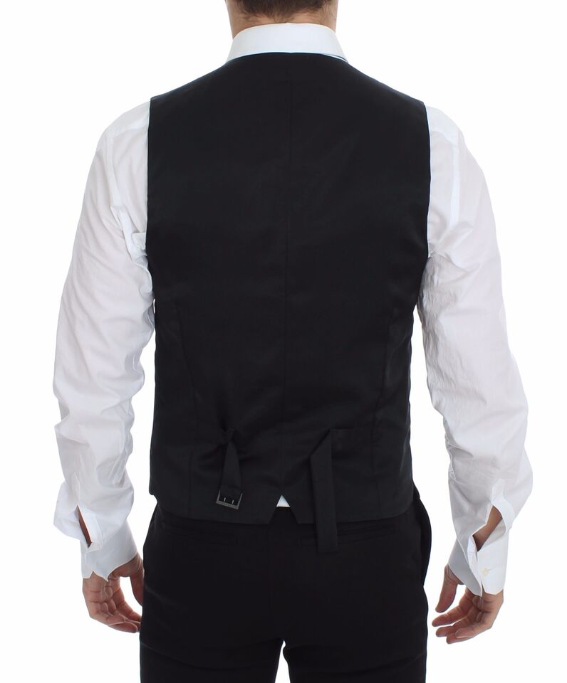 Grijze wollen stretchjurk, vestjas en blazer