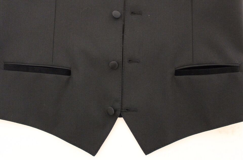 Zwarte wollen zijden stretch jurk vest blazer