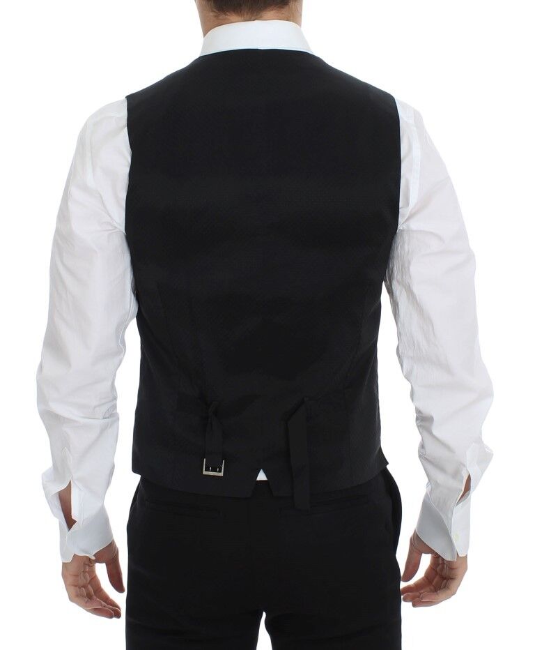 Zwarte wollen zijden stretch jurk vest blazer