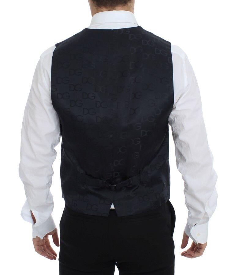 Blauwe katoenen stretch jurk vest blazer