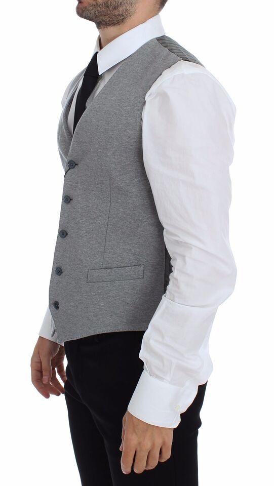 Grijze katoenen stretch vestblazer