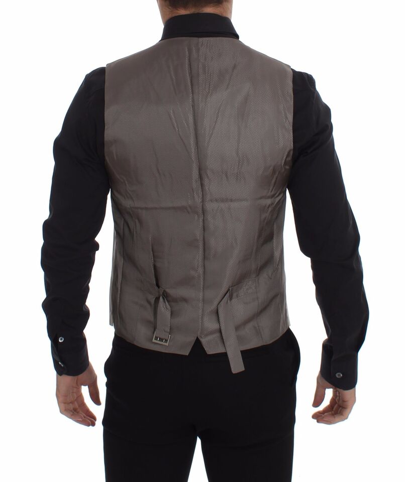 Beige katoenen stretch jurk vest blazer