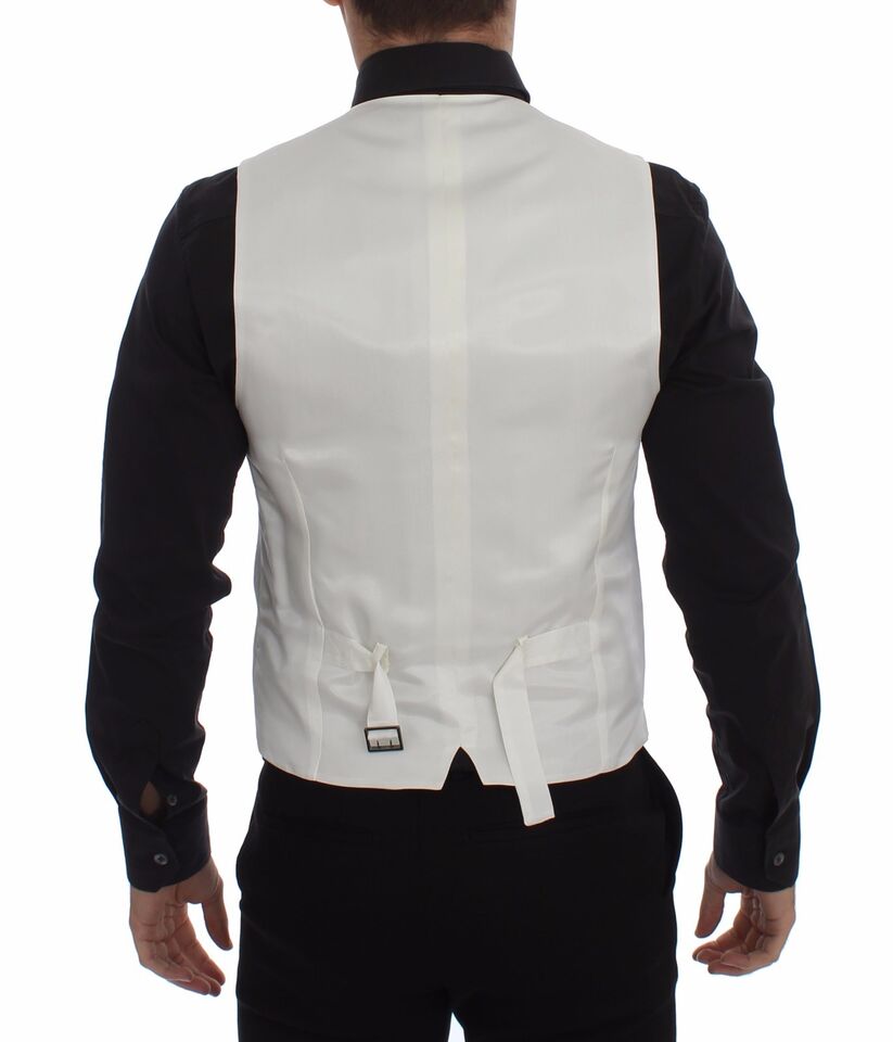 Witte katoenen zijden mix jurk vest blazer