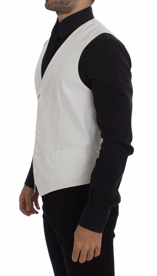 Witte katoenen zijden mix jurk vest blazer