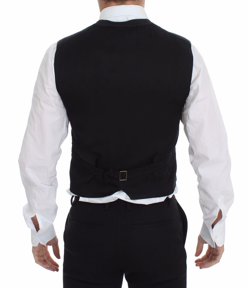 Zwarte katoenen viscose jurk vest blazer