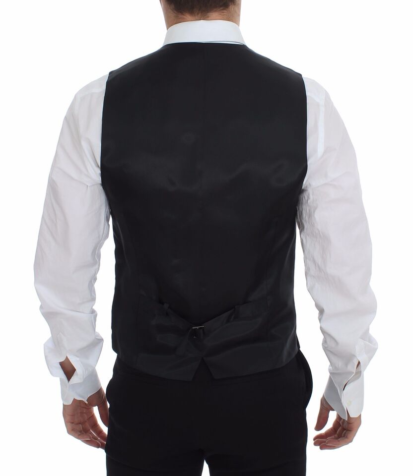 Grijs gestreept wollen vest met logo