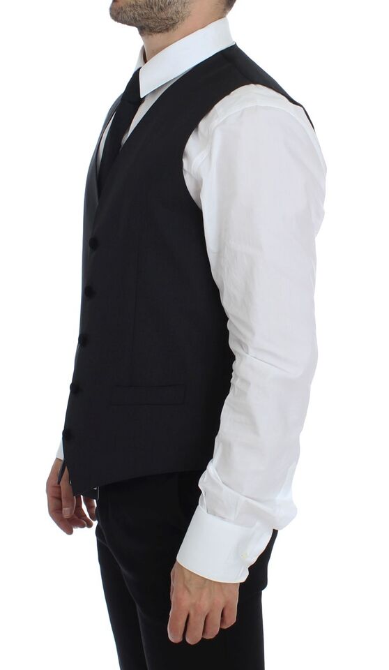 Grijze wollen formele jurk vest gilet weste
