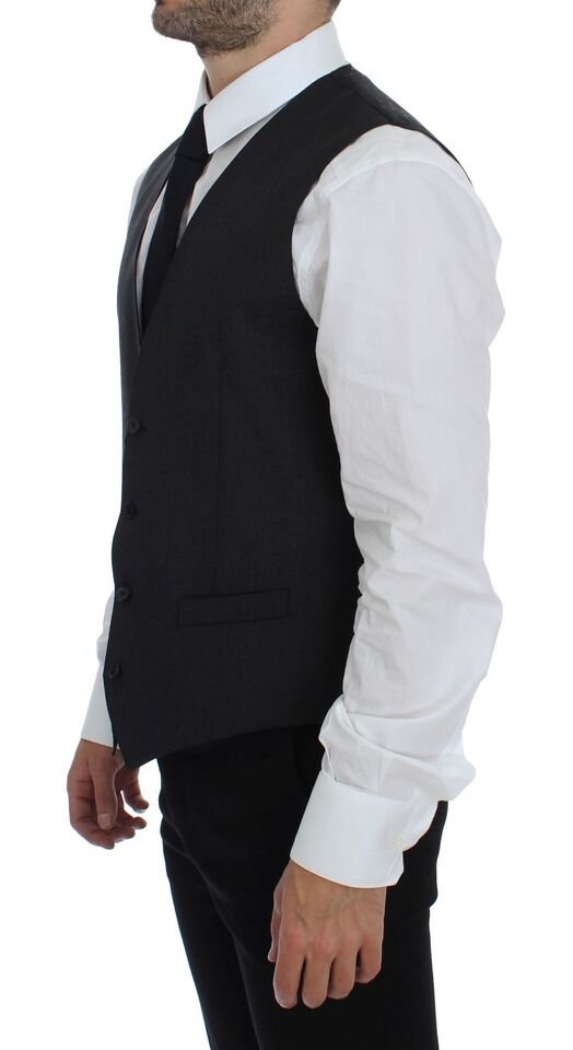 Grijze wollen formele jurk vest gilet weste