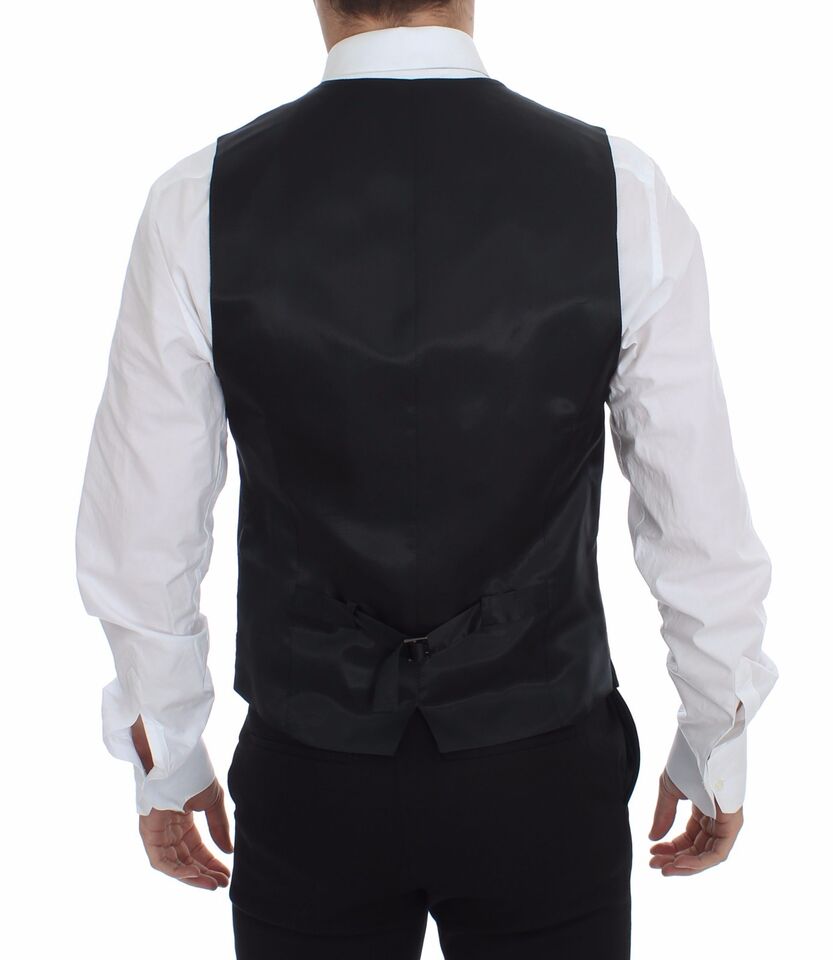 Grijs gestreept wollen vest met logo