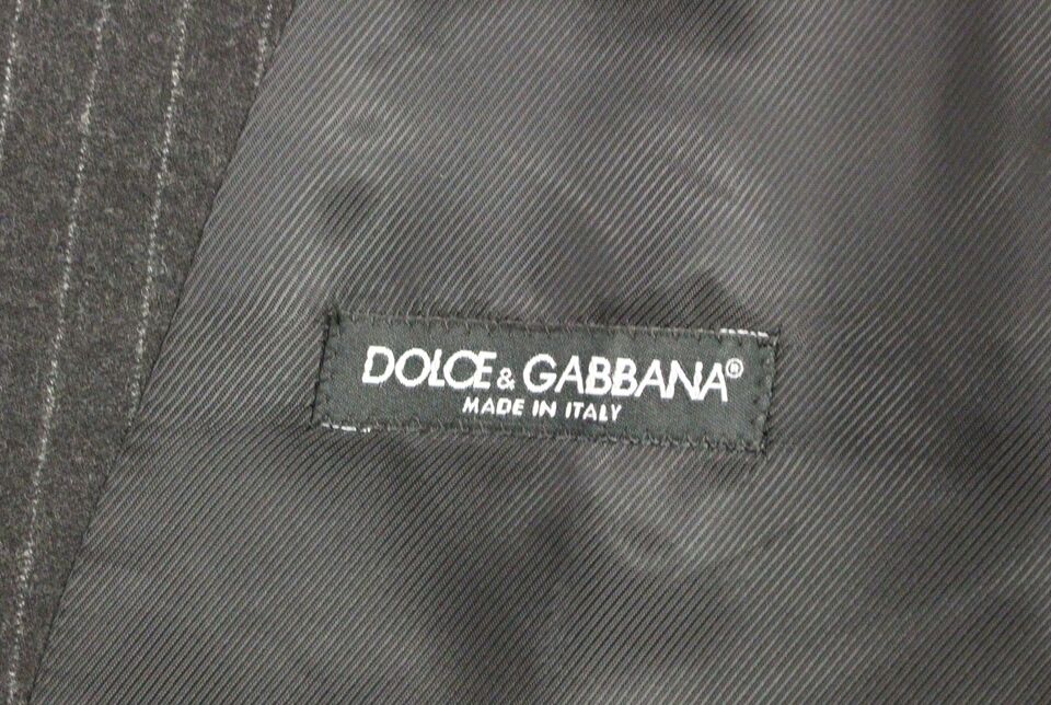 Grijs gestreept wollen vest met logo