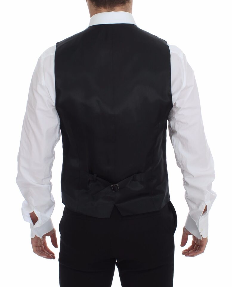 Grijs gestreept wollen vest met logo