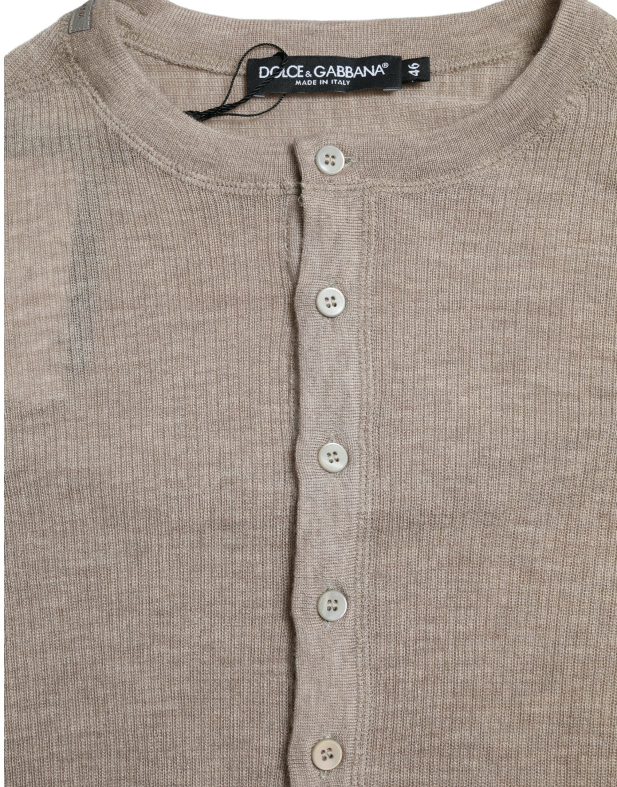 Henley Pullover Beige Kasjmier Trui