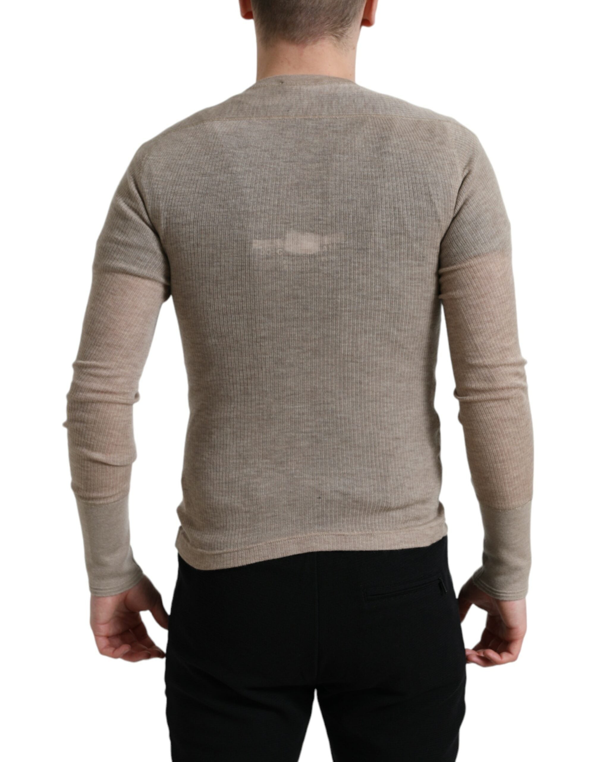 Henley Pullover Beige Kasjmier Trui
