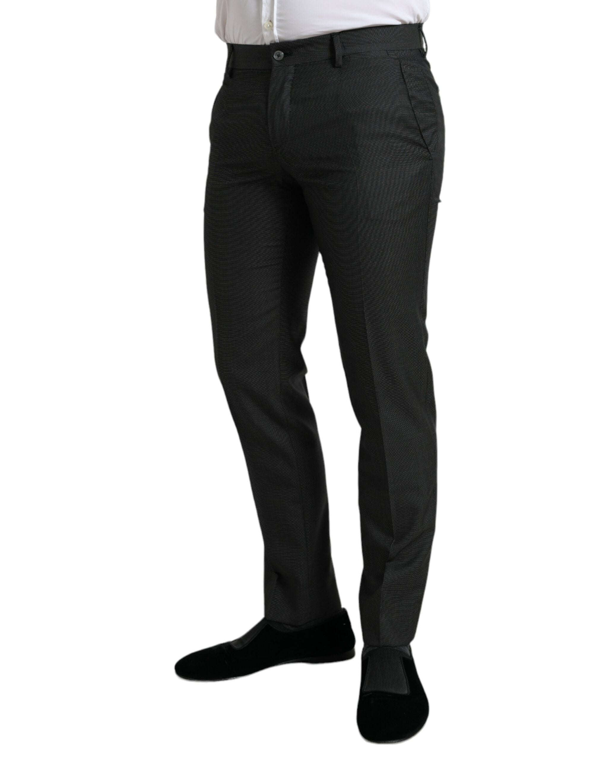 Donkergrijze stretch slim formele broek
