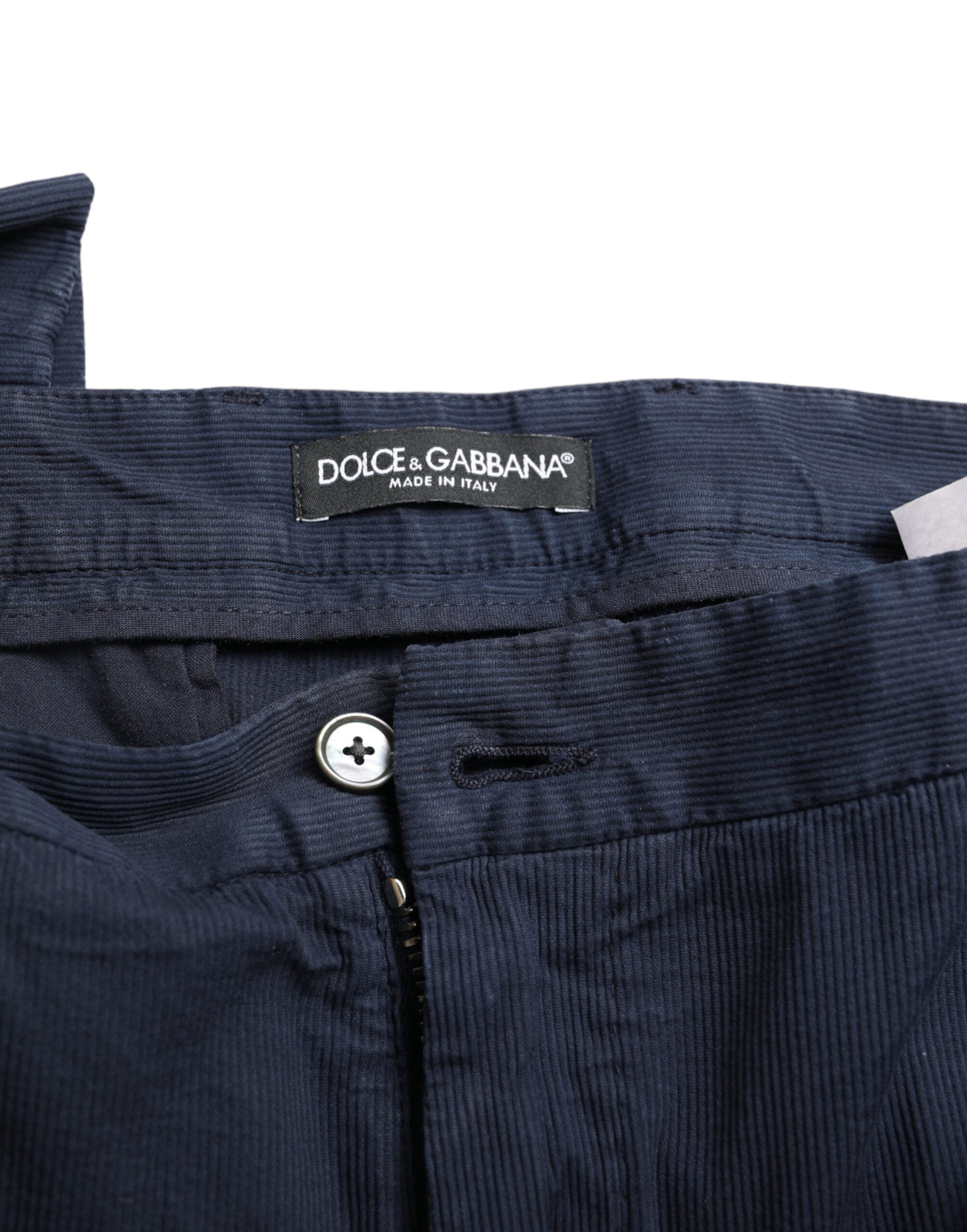 Donkerblauwe katoenen stretch slim fit pantalon